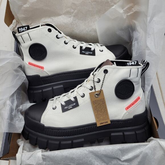 Palladium Revolt HI TX canvas platform sneaker boots white black gorpcore - Picture 1 of 7